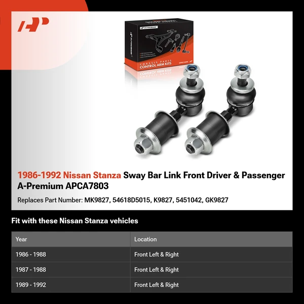 1986-1992 Nissan Stanza Sway Bar Link Front Driver & Passenger A-Premium APCA7803