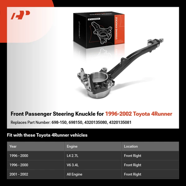 Front Passenger Steering Knuckle for 1996-2002 Toyota 4Runner