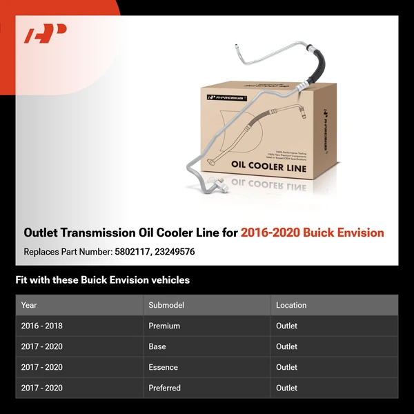 Outlet Transmission Oil Cooler Line for 2016-2020 Buick Envision