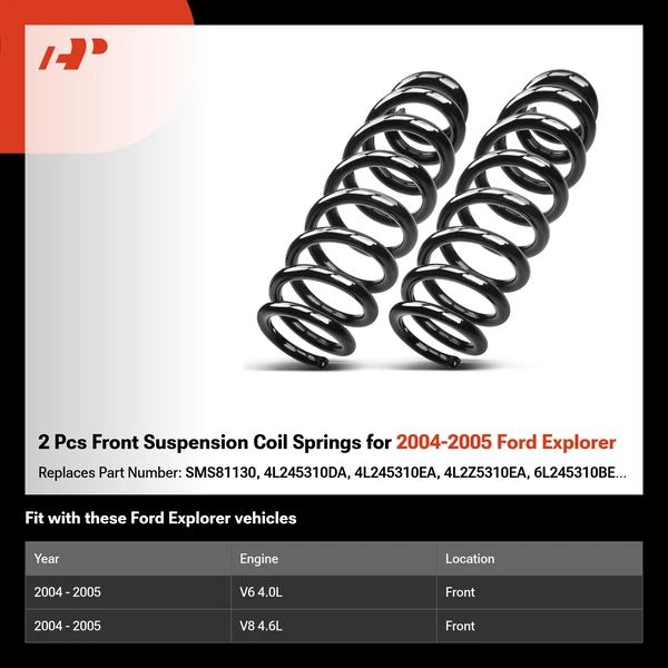2 Pcs Front Suspension Coil Springs for 2004-2005 Ford Explorer