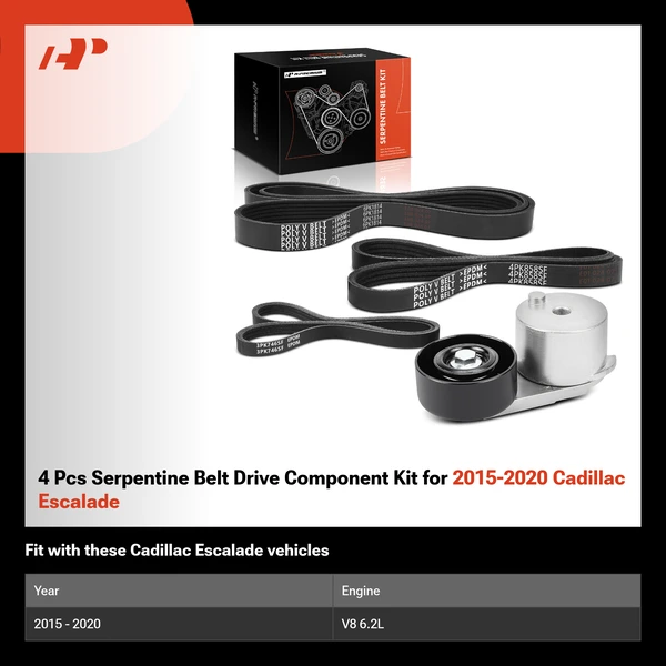 4 Pcs Serpentine Belt Drive Component Kit for 2015-2020 Cadillac Escalade