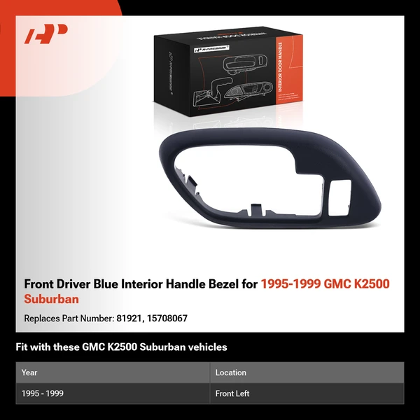 Front Driver Blue Interior Handle Bezel for 1995-1999 GMC K2500 Suburban