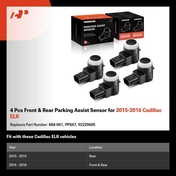 4 Pcs Front & Rear Parking Assist Sensor for 2015-2016 Cadillac ELR