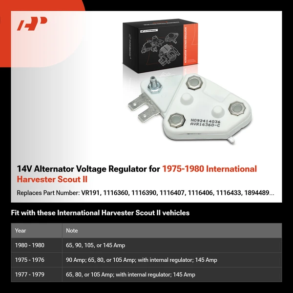 14V Alternator Voltage Regulator for 1975-1980 International Harvester Scout II