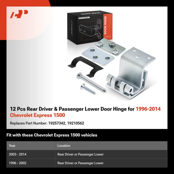 12 Pcs Rear Driver & Passenger Lower Door Hinge for 1996-2014 Chevrolet Express 1500