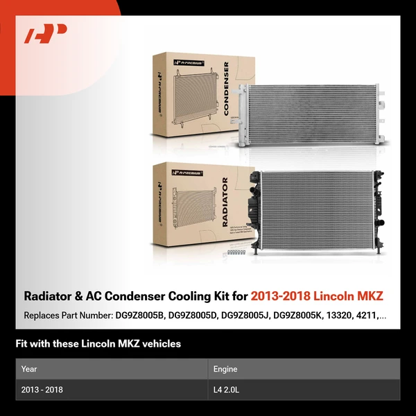 Radiator & AC Condenser Cooling Kit for 2013-2018 Lincoln MKZ