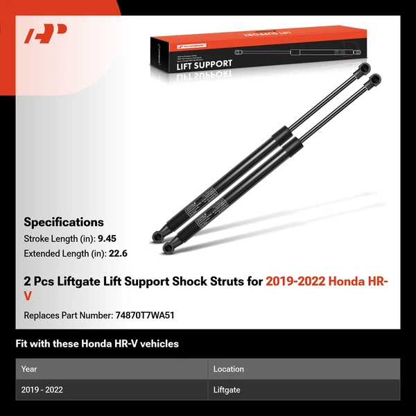2 Pcs Liftgate Lift Support Shock Struts for 2019-2022 Honda HR-V