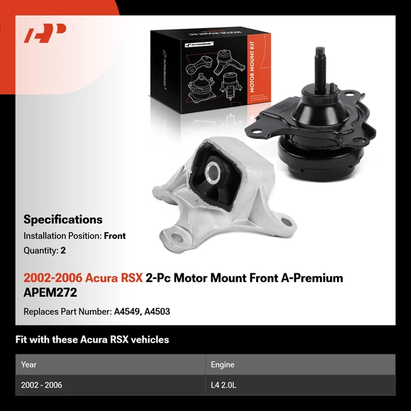 2002-2006 Acura RSX 2-Pc Motor Mount Front A-Premium APEM272