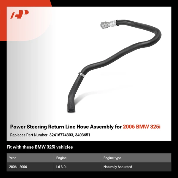 Power Steering Return Line Hose Assembly for 2006 BMW 325i