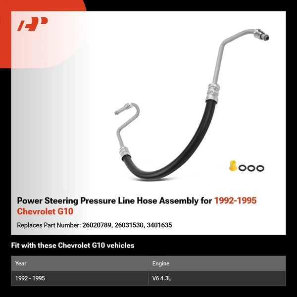 Power Steering Pressure Line Hose Assembly for 1992-1995 Chevrolet G10