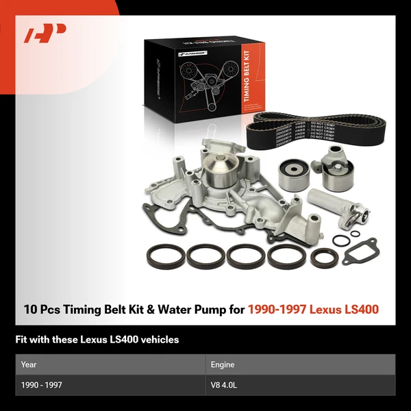 10 Pcs Timing Belt Kit & Water Pump for 1990-1997 Lexus LS400