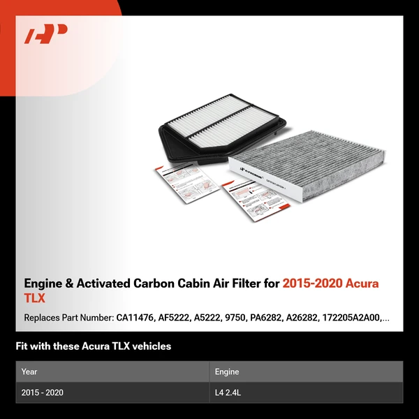 Engine & Activated Carbon Cabin Air Filter for 2015-2020 Acura TLX