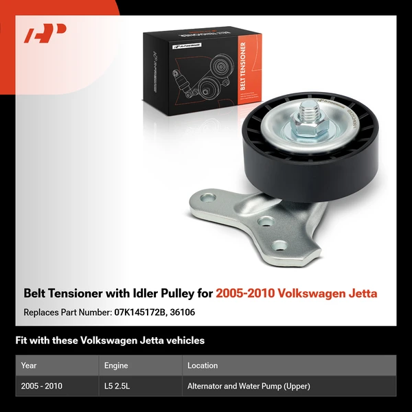 Belt Tensioner with Idler Pulley for 2005-2010 Volkswagen Jetta