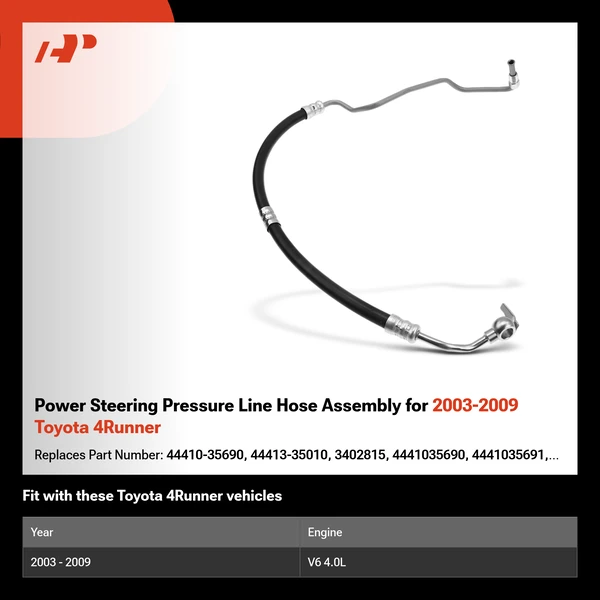 Power Steering Pressure Line Hose Assembly for 2003-2009 Toyota 4Runner