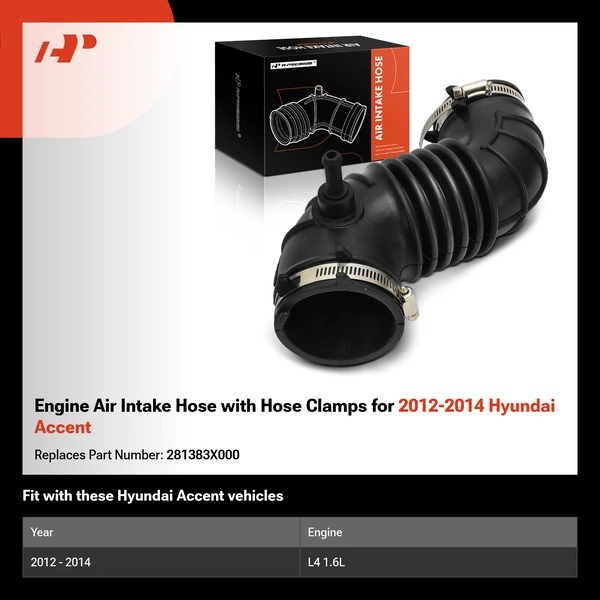 Engine Air Intake Hose with Hose Clamps for 2012-2014 Hyundai Accent