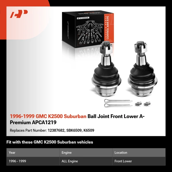 1996-1999 GMC K2500 Suburban Ball Joint Front Lower A-Premium APCA1219