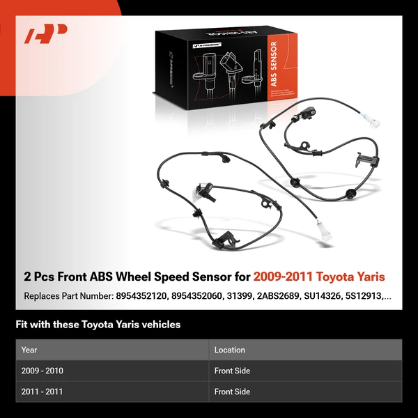 2 Pcs Front ABS Wheel Speed Sensor for 2009-2011 Toyota Yaris