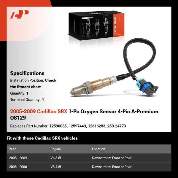 2005-2009 Cadillac SRX 1-Pc Oxygen Sensor 4-Pin A-Premium OS129