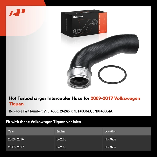 Hot Turbocharger Intercooler Hose for 2009-2017 Volkswagen Tiguan
