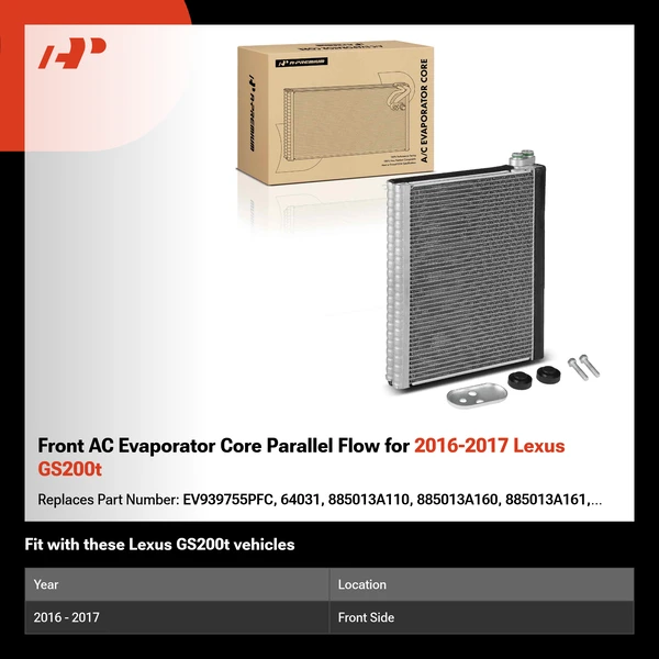 Front AC Evaporator Core Parallel Flow for 2016-2017 Lexus GS200t