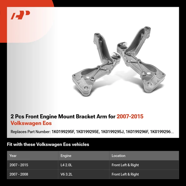 2 Pcs Front Engine Mount Bracket Arm for 2007-2015 Volkswagen Eos
