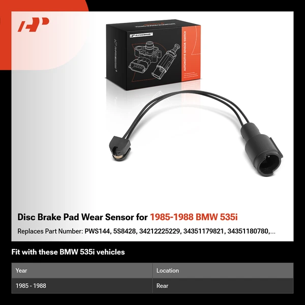 Disc Brake Pad Wear Sensor for 1985-1988 BMW 535i