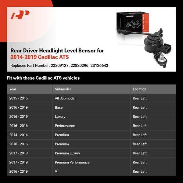 Rear Driver Headlight Level Sensor for 2014-2019 Cadillac ATS