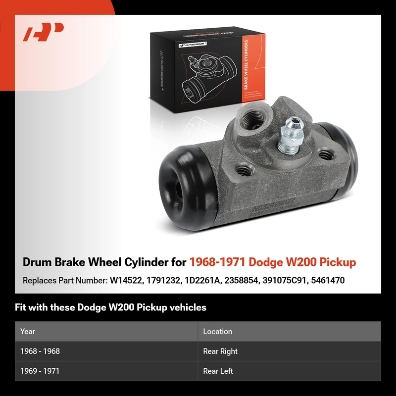 Drum Brake Wheel Cylinder for 1968-1971 Dodge W200 Pickup