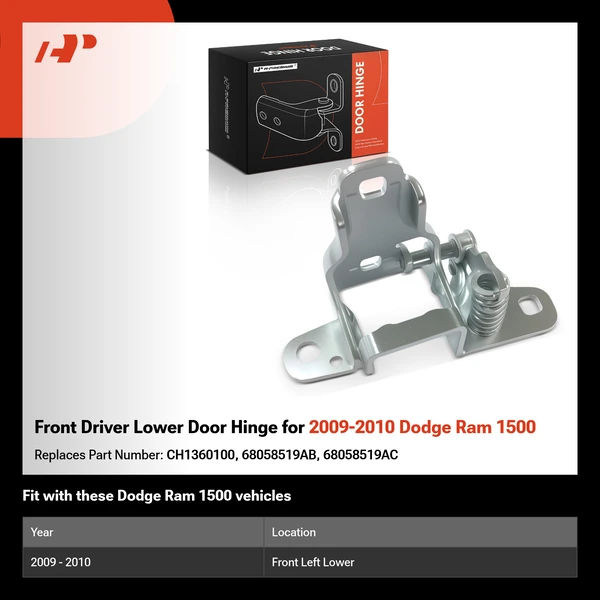 Front Driver Lower Door Hinge for 2009-2010 Dodge Ram 1500