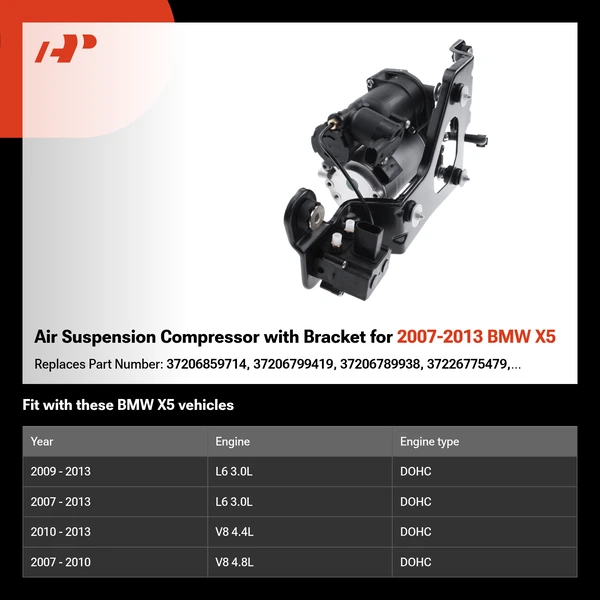 Air Suspension Compressor with Bracket for 2007-2013 BMW X5