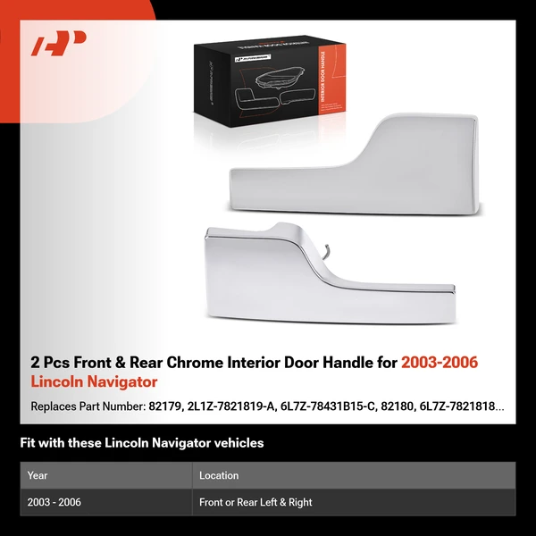 2 Pcs Front & Rear Chrome Interior Door Handle for 2003-2006 Lincoln Navigator