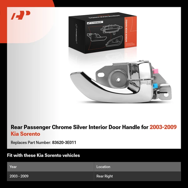Rear Passenger Chrome Silver Interior Door Handle for 2003-2009 Kia Sorento