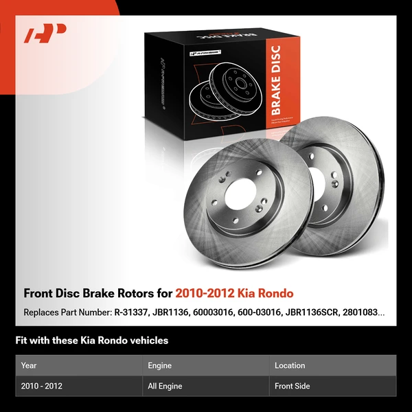 Front Disc Brake Rotors for 2010-2012 Kia Rondo