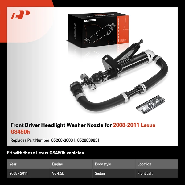 Front Driver Headlight Washer Nozzle for 2008-2011 Lexus GS450h