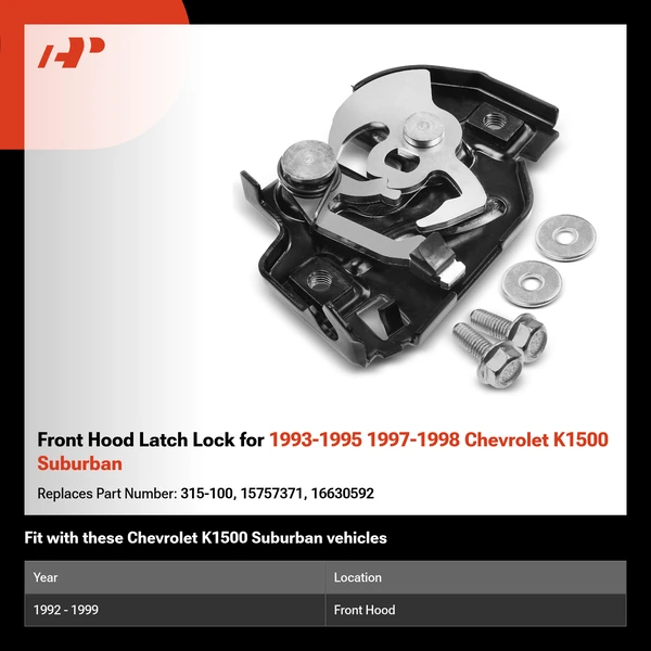 Front Hood Latch Lock for 1993-1995 1997-1998 Chevrolet K1500 Suburban