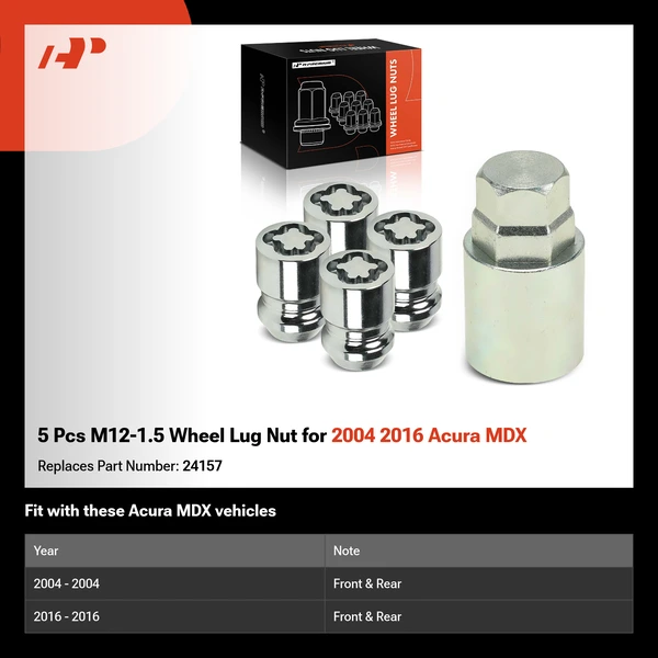 5 Pcs M12-1.5 Wheel Lug Nut for 2004 2016 Acura MDX
