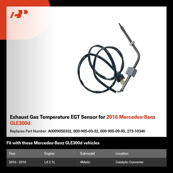 Exhaust Gas Temperature EGT Sensor for 2016 Mercedes-Benz GLE300d