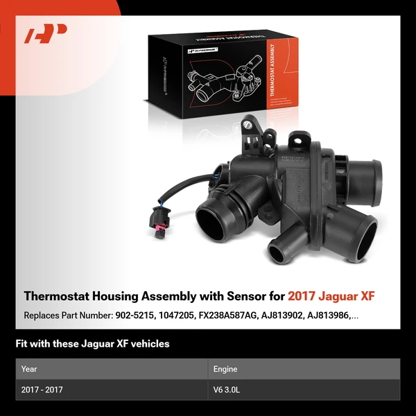 Thermostat Housing Assembly with Sensor for 2017 Jaguar XF