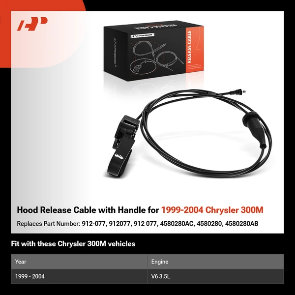 Hood Release Cable with Handle for 1999-2004 Chrysler 300M