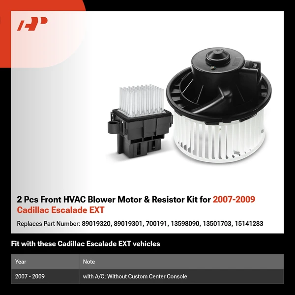 2 Pcs Front HVAC Blower Motor & Resistor Kit for 2007-2009 Cadillac Escalade EXT