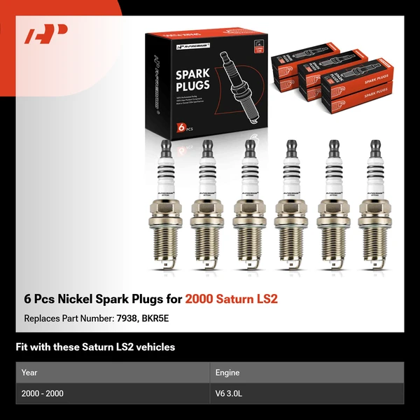 6 Pcs Nickel Spark Plugs for 2000 Saturn LS2