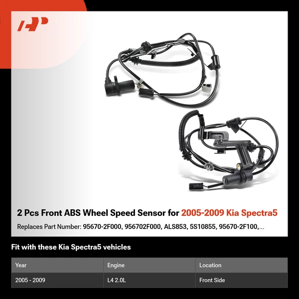 2 Pcs Front ABS Wheel Speed Sensor for 2005-2009 Kia Spectra5