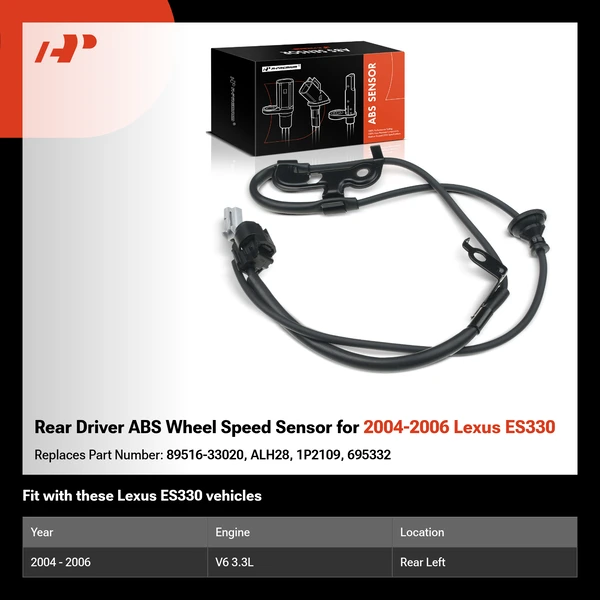 Rear Driver ABS Wheel Speed Sensor for 2004-2006 Lexus ES330
