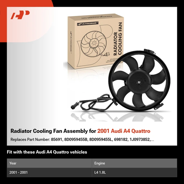 Radiator Cooling Fan Assembly for 2001 Audi A4 Quattro