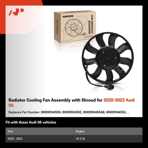 Radiator Cooling Fan Assembly with Shroud for 2020-2022 Audi S6
