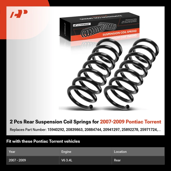 2 Pcs Rear Suspension Coil Springs for 2007-2009 Pontiac Torrent