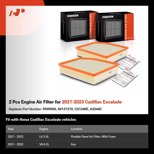 2 Pcs Engine Air Filter for 2021-2023 Cadillac Escalade