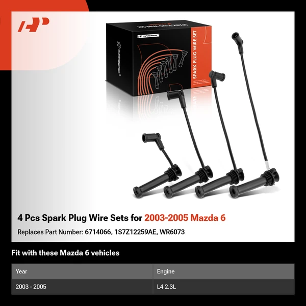 4 Pcs Spark Plug Wire Sets for 2003-2005 Mazda 6