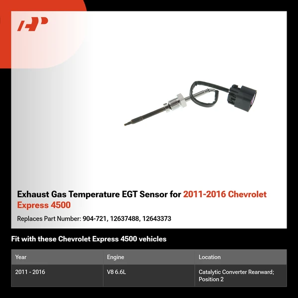 Exhaust Gas Temperature EGT Sensor for 2011-2016 Chevrolet Express 4500