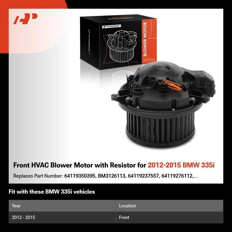 Front HVAC Blower Motor with Resistor for 2012-2015 BMW 335i